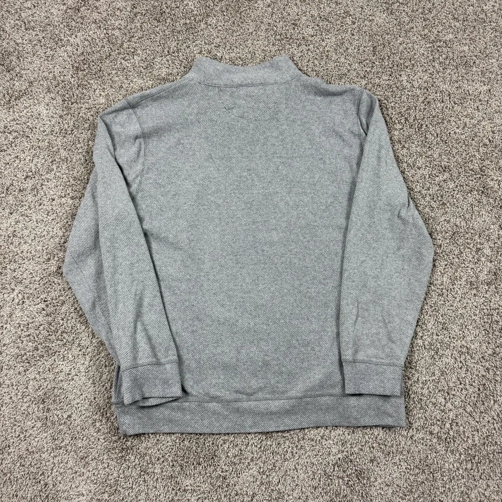 Faherty Sweater Mens 2XL Gray Herringbone 1/4 Zip Mock Neck Knit Pullover XXL